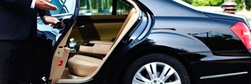 Business class Mercedes Driver opening door business car